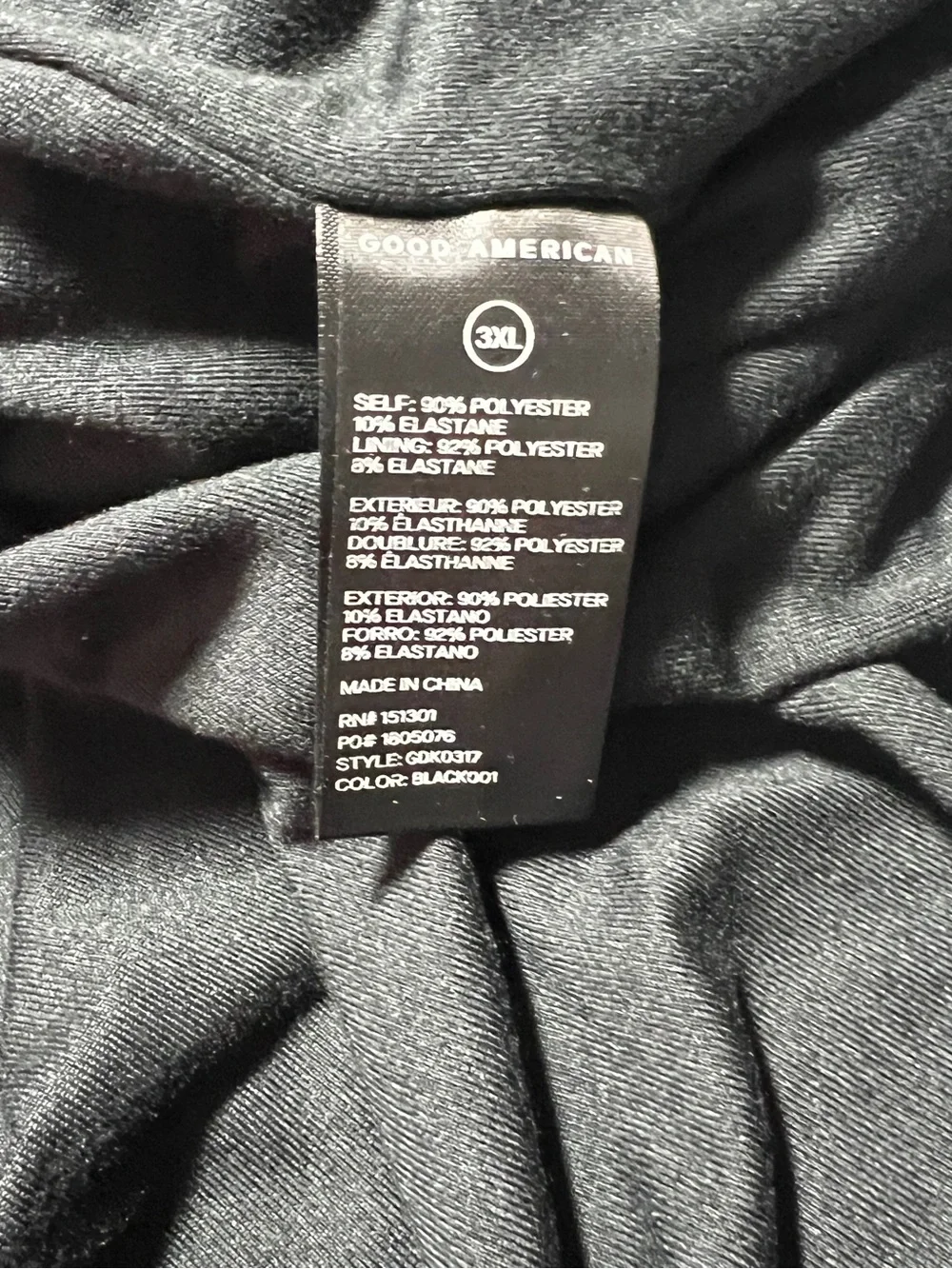 Good American Black Velvet Ruched Sleeveless Mini Bodycon Dress Size 3X NWT